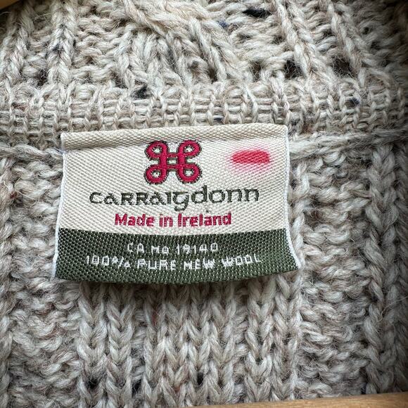 Carraig Donn Irish Wool Cable Knit Cardigan Sweater Coat M - Picture 2 of 6